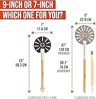 Vista 2 de Chef Pomodoro Pala giratoria de aluminio para pizza con mango de madera para un fácil almacenamiento, espátula perforada para pizza, paleta gourmet