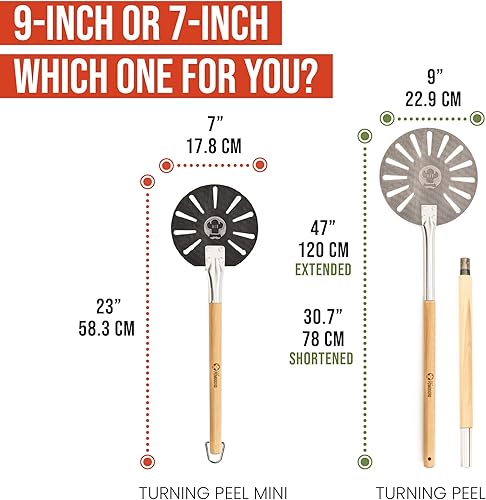 Miniatura 2 de Chef Pomodoro Pala giratoria de aluminio para pizza con mango de madera para un fácil almacenamiento, espátula perforada para pizza, paleta gourmet