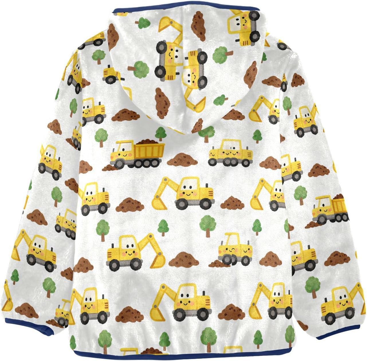 Yellow Construction Vehicles Pattern Toddler Winter Jackets Children's Coat Navy Blue Baby Boys Clothes