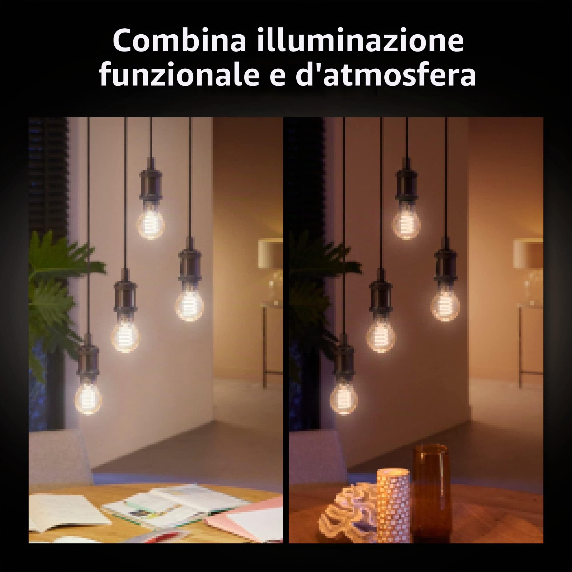 Philips Hue White Filament, Lampadina LED Smart a Filamento, Attacco E27, Luce Bianca Calda, Dimmerabile (Confezione da 3)