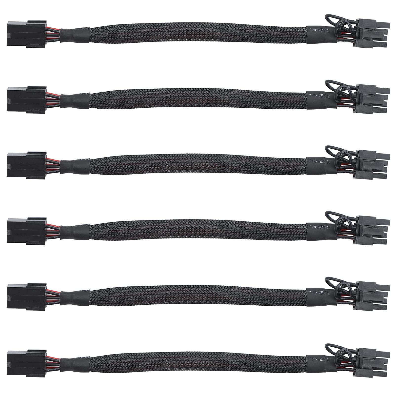 6-Pin PCIe Power Extension Cable: 6 Pin to 8 (6+2) Pin PCI-e Adapter PCI Express Extender GPU VGA PSU 6Pin Connector with Sleeve 9 Inches - 6 Packs