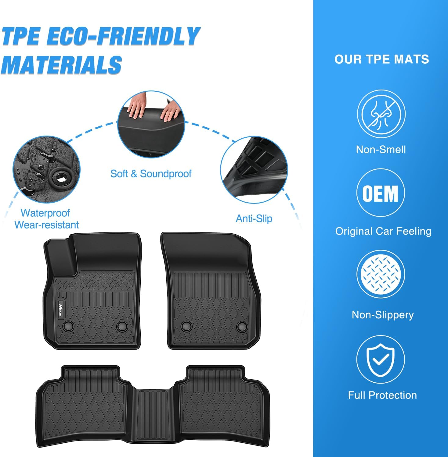Nilight Floor Mats for Cadillac XT4 2019 2020 2021 2022 2023 2024 2025 All Weather Custom Fit Heavy Duty Floor Liners - Image 3
