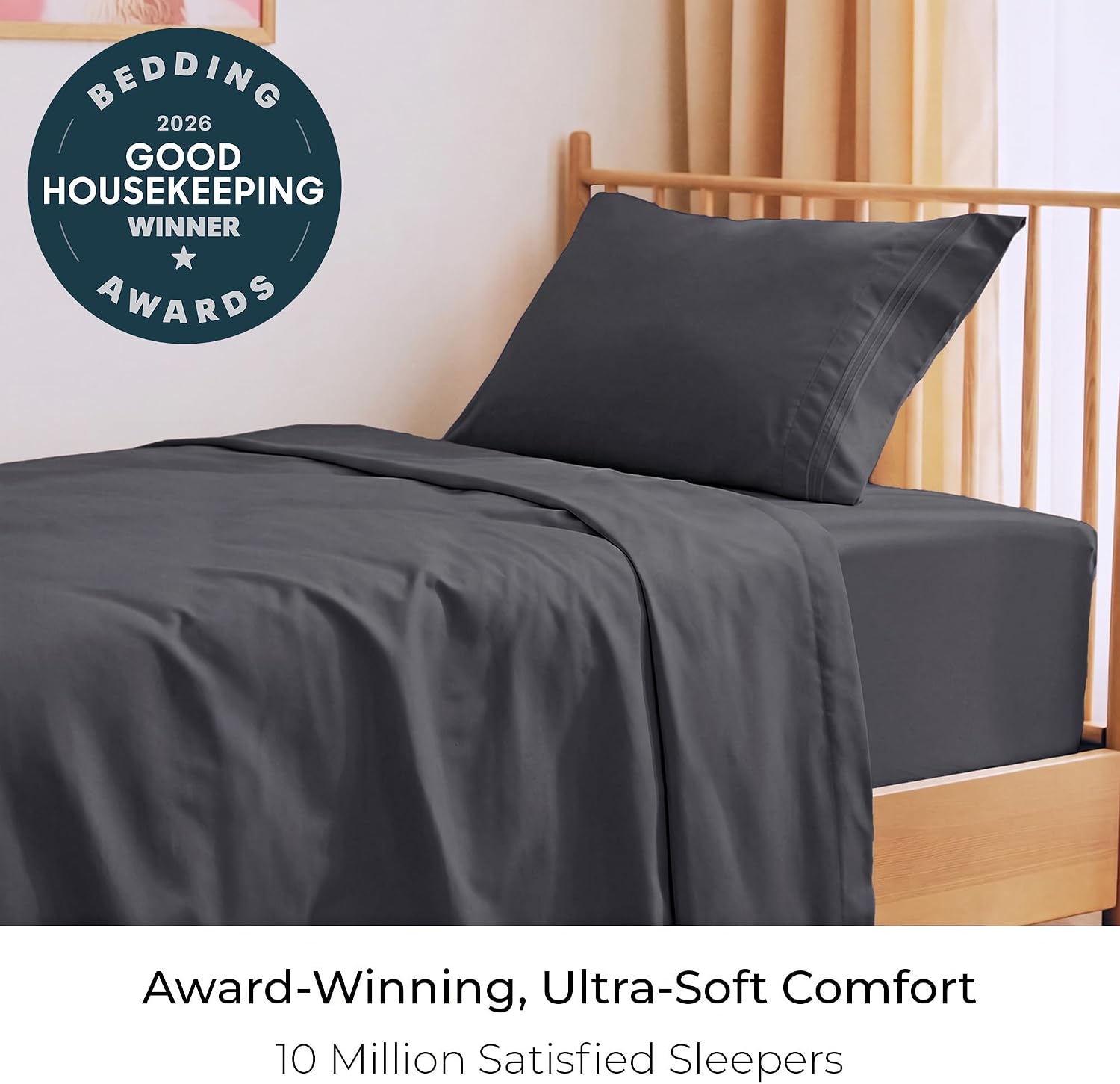 Mellanni Twin Sheets Set - 3 PC Iconic Collection Bedding - Hotel Luxury, Extra Soft, Cooling Bed Sheets - Wrinkle, Fade, Stain Resistant (Twin, Charcoal) thumbnail