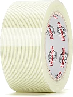 2 Inch x 30 Yards Transparent Reinforced Fiberglass Tape – 5.5 Mil Filament Strapping Tape, Adhesive Heavy Duty