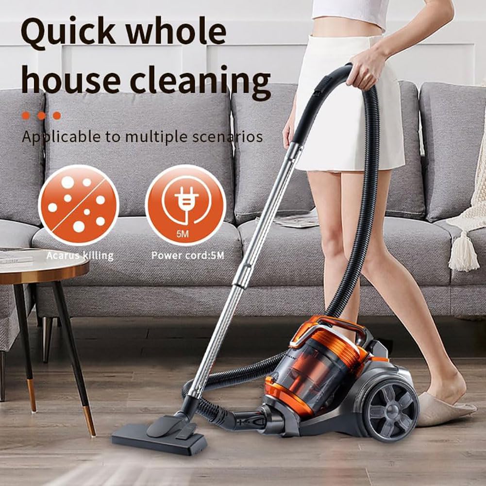 Aspiradora cilíndrica sin bolsa, limpiador ciclónico para alfombras y pisos duros de 3600 W, filtro HEPA lavable, manguera extensible, cepillo turbo para uso doméstico, piso, lechada, azulejo, sofá