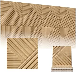 BTDVR 20 Pack Acoustic Wall Panels,60"x48" Self-Adhesive Soundproof Wall Panels-Total Size (Single Size 12"x12") Decorative Wood Grain Printing Sound Panels,for Studio,Office,Home