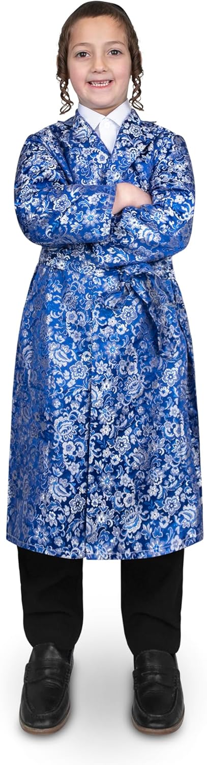 Dress Up America Blue Floral Rabbi Coat - Jewish Bekitcha for Kids - Image 2