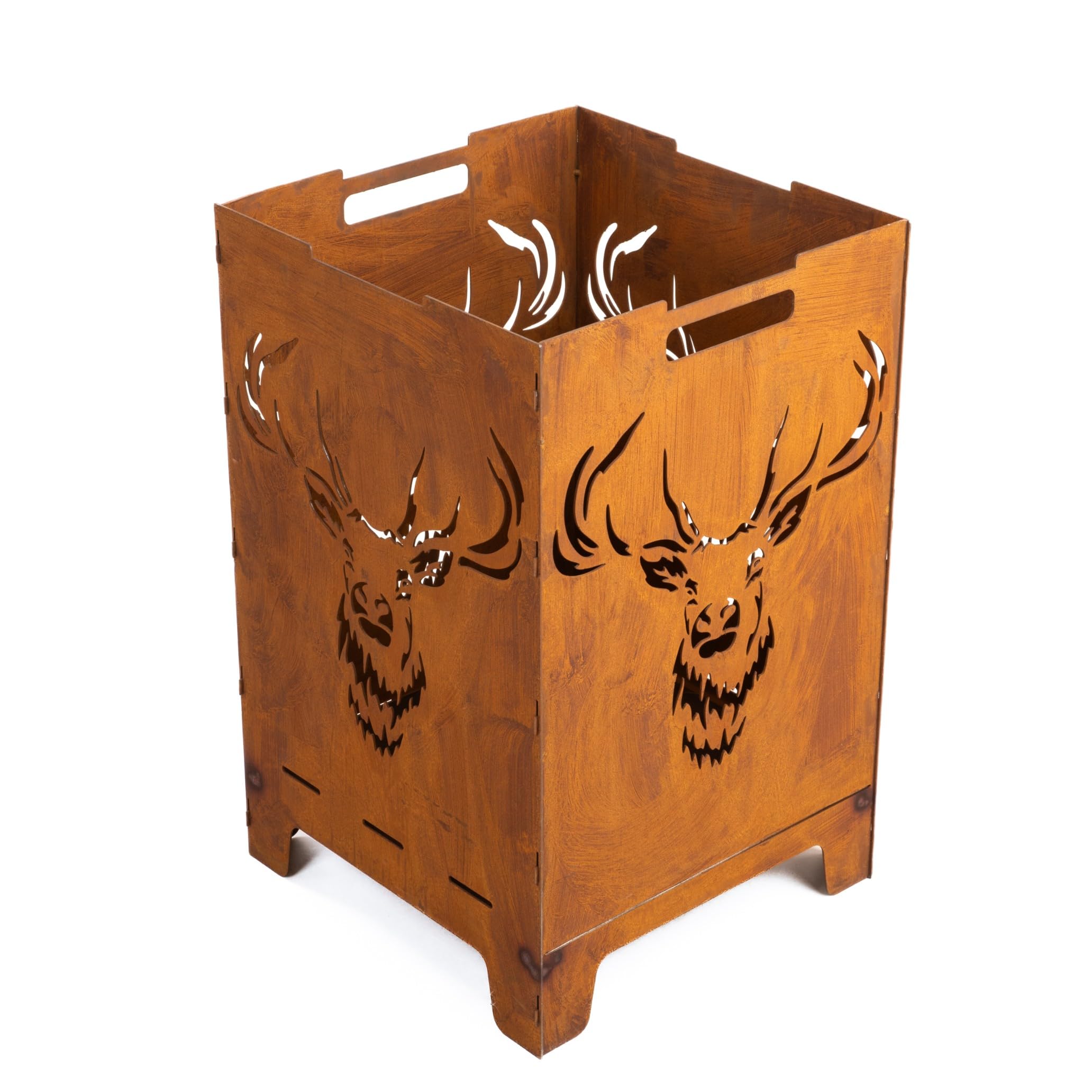 Kapaga - Tonneau de feu Foyer de Jardin en Acier corten - Ø 30cm x 37cm - Foyer Robuste Outdoor & Grill en Optique Rouille, Parfait pour Jardin & terrasse - Corbeille à feu (Rouille 1)