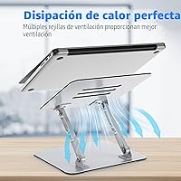 Vista 4 de Soporte para Laptop de Escritorio, Elevador de Laptop Ajustable, Soporte de Computadora de Metal Plegable Portátil, Soporte de Notebook
