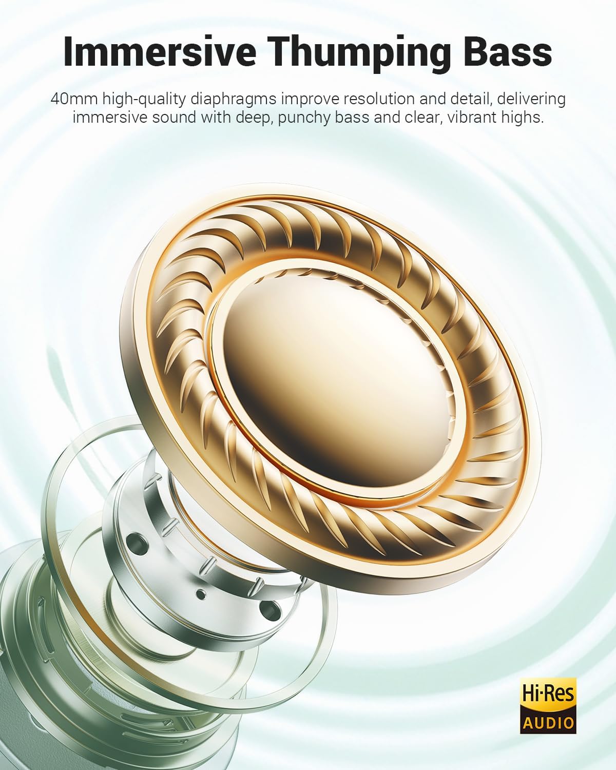 Wentronic Y01 Wireless Noise Canceling Headphones Bluetooth 5.3 Over Ear Headphones with Microphone, Hi-Res Audio, 48H Playtime, Foldable Comfortable Earpads,Compatible with iOS,Android,PC, Green - Image 5