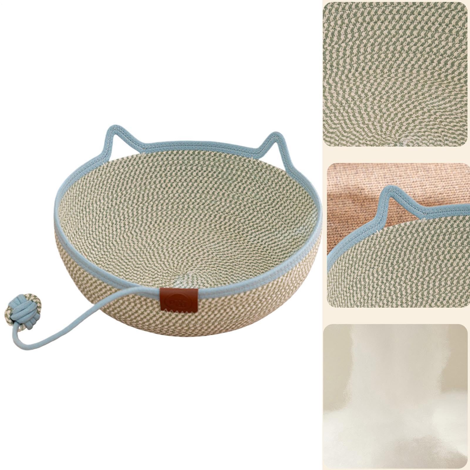 Camas para Gatos Cesta de Cuerda de Algodón Tejida a Mano con Cola de | Cama para gato pequeño para Todas las Estaciones Gatito Animal Viaje y Enriquecimiento para Mascotas