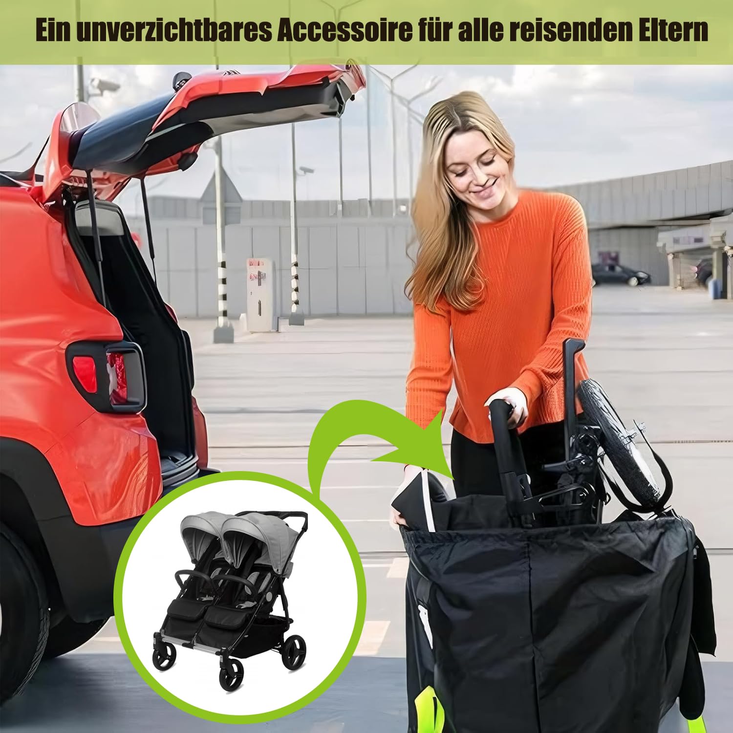 Gate Check - Étanche sac robuste pour poussette - Housse de protection - Sac à bandoulière