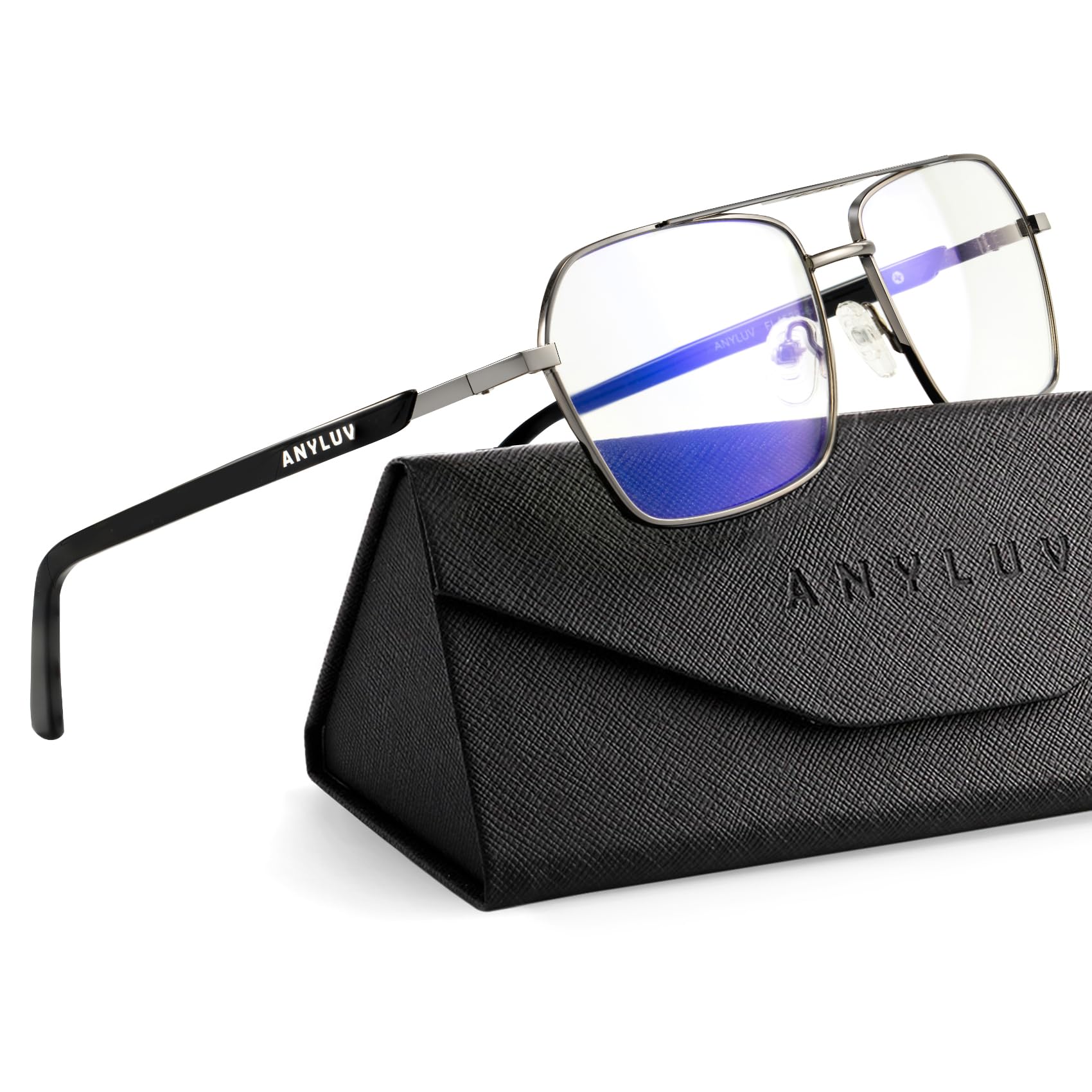 ANYLUV Reading Glasses Men Women Blue Light Blocking, Premium Mens Reading Glasses Al-mg Frame with Spring Hinge Anti Glare