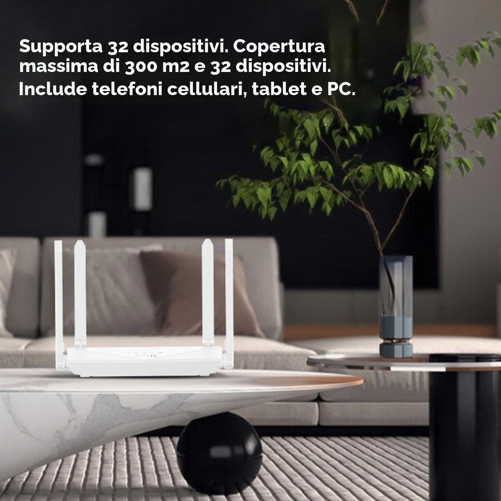 Pyhodi Router Wireless WiFi6, 4G CPE LTE 6 Antenne 300MBPS 6 Antenne Wireless Internet Router, Supporta Fino a 32 Dispositivi, 300㎡ Copertura con Slot della Scheda SIM per Viaggi