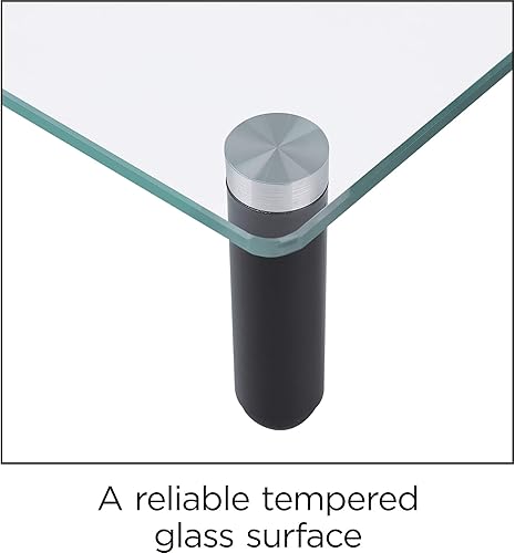 Miniatura 3 de Lorell Soporte de monitor de vidrio de un solo estante de 4 patas