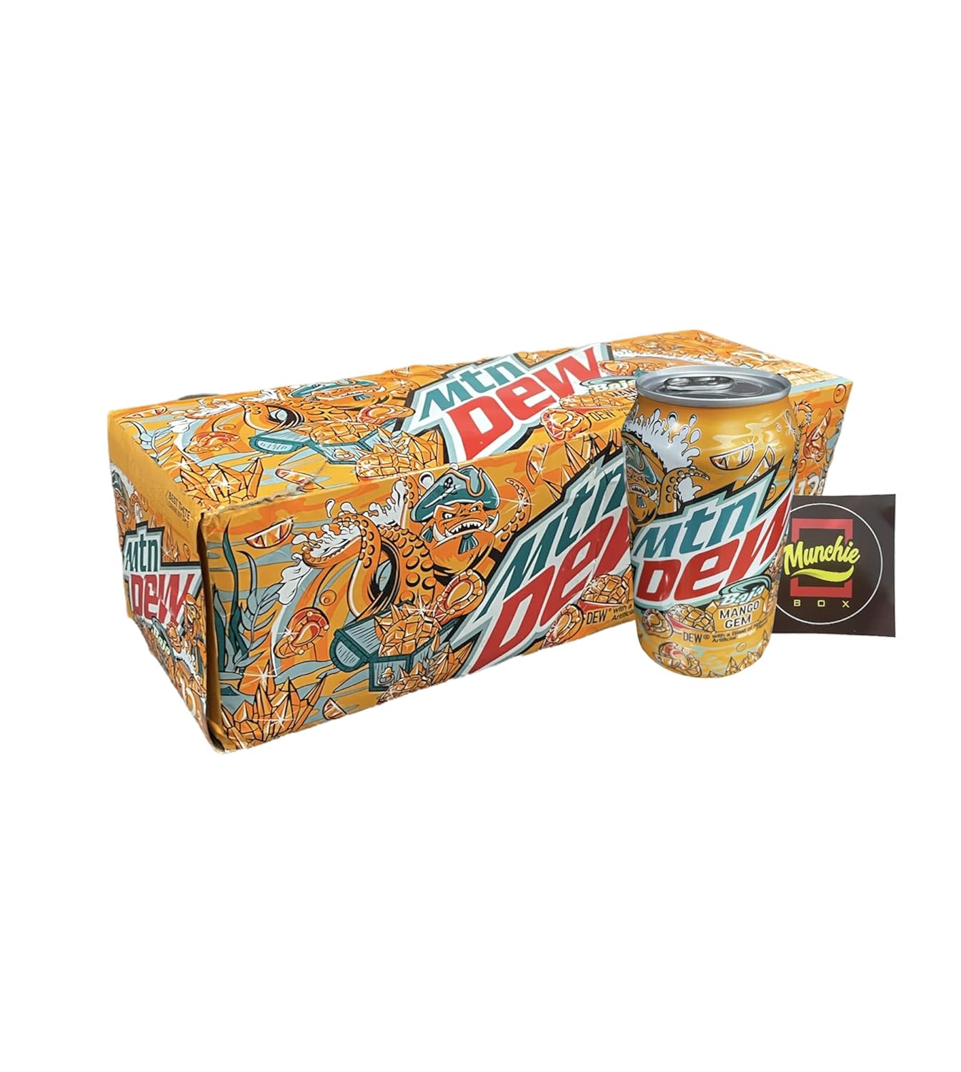 Mtn Dew Baja Mango Gem Munchie Box Stash (Cans or
