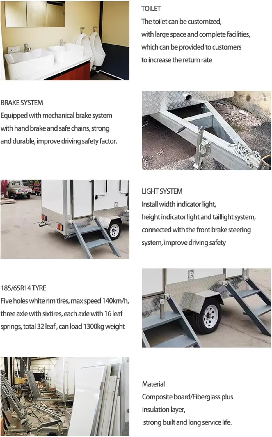 Commercial Portable Toilet Trailer with LED Lighting & Ventilation, Durable Portable Restroom for Marathons, Job Sites, and Government Tenders