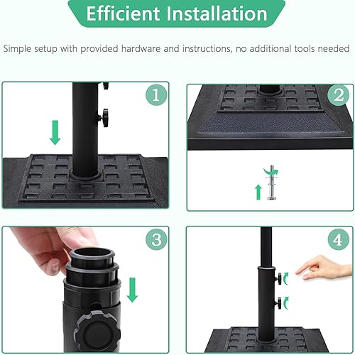 Miniatura 5 de Helios&Hestia Base de sombrilla resistente de 26 libras, soporte cuadrado de resina para patio, sombrilla de mesa de mercado al aire libre, color
