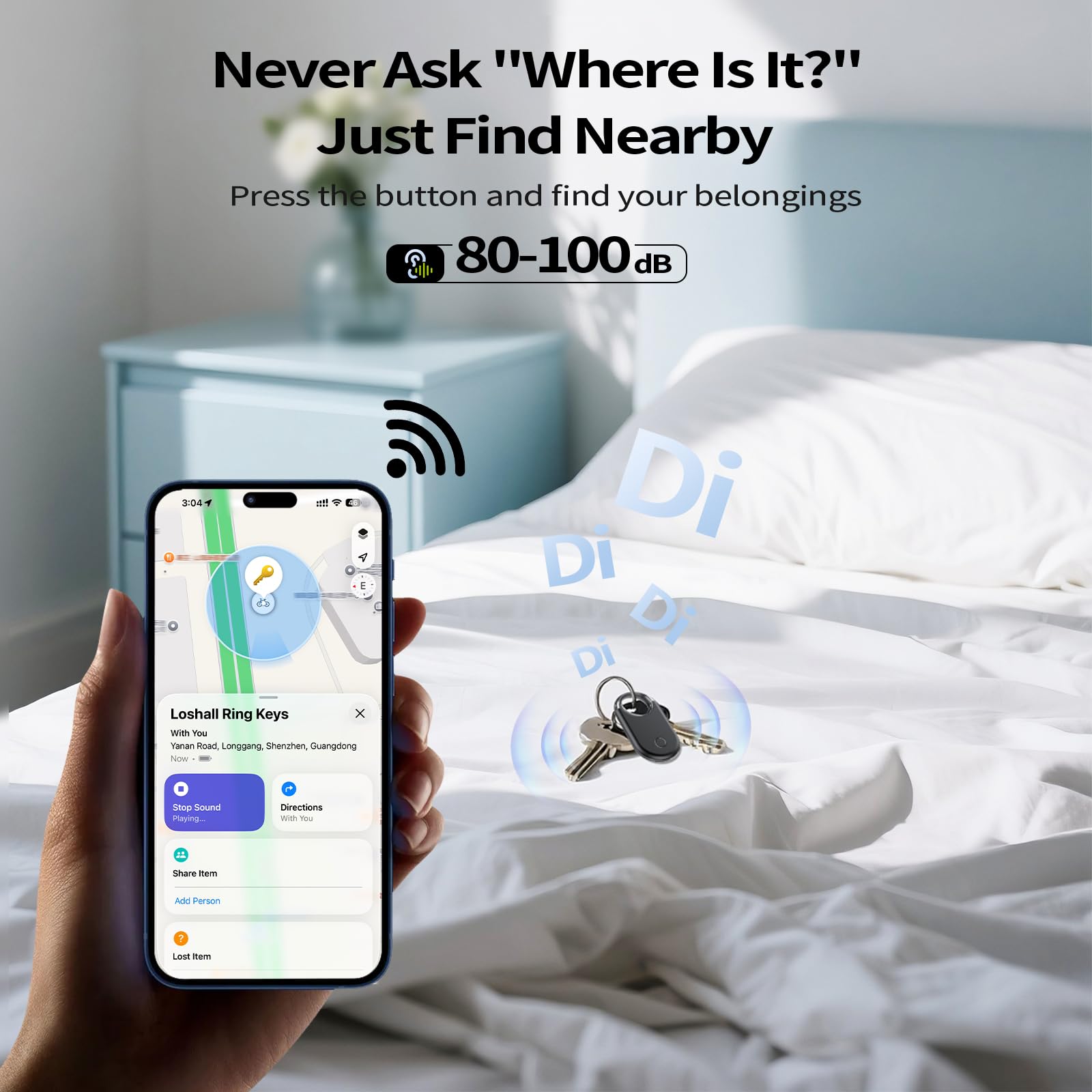 Smart Air Tags Bluetooth Tracker Finder 4 pezzi, Bluetooth Localizzatore Funziona con Apple Dov'è App (solo iOS) Trova oggetti e chiavi per Bagagli, Valigie, ZainiBorse, Batteria Sostituibile. Nero
