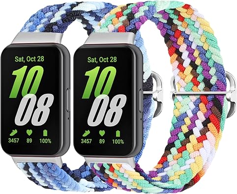 2 Pack Nylon Bands for Samsung Galaxy Fit 3 Watch Band,Adjustable Soft Breathable Sport Nylon Straps Compatible with Galaxy Fit 3 Women Men