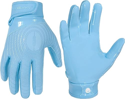 Miniatura 10 de HANDLANDY Guantes de fútbol para jóvenes, guantes receptores adhesivos para niños, guante de fútbol de súper agarre, mejor regalo para niños y niñas