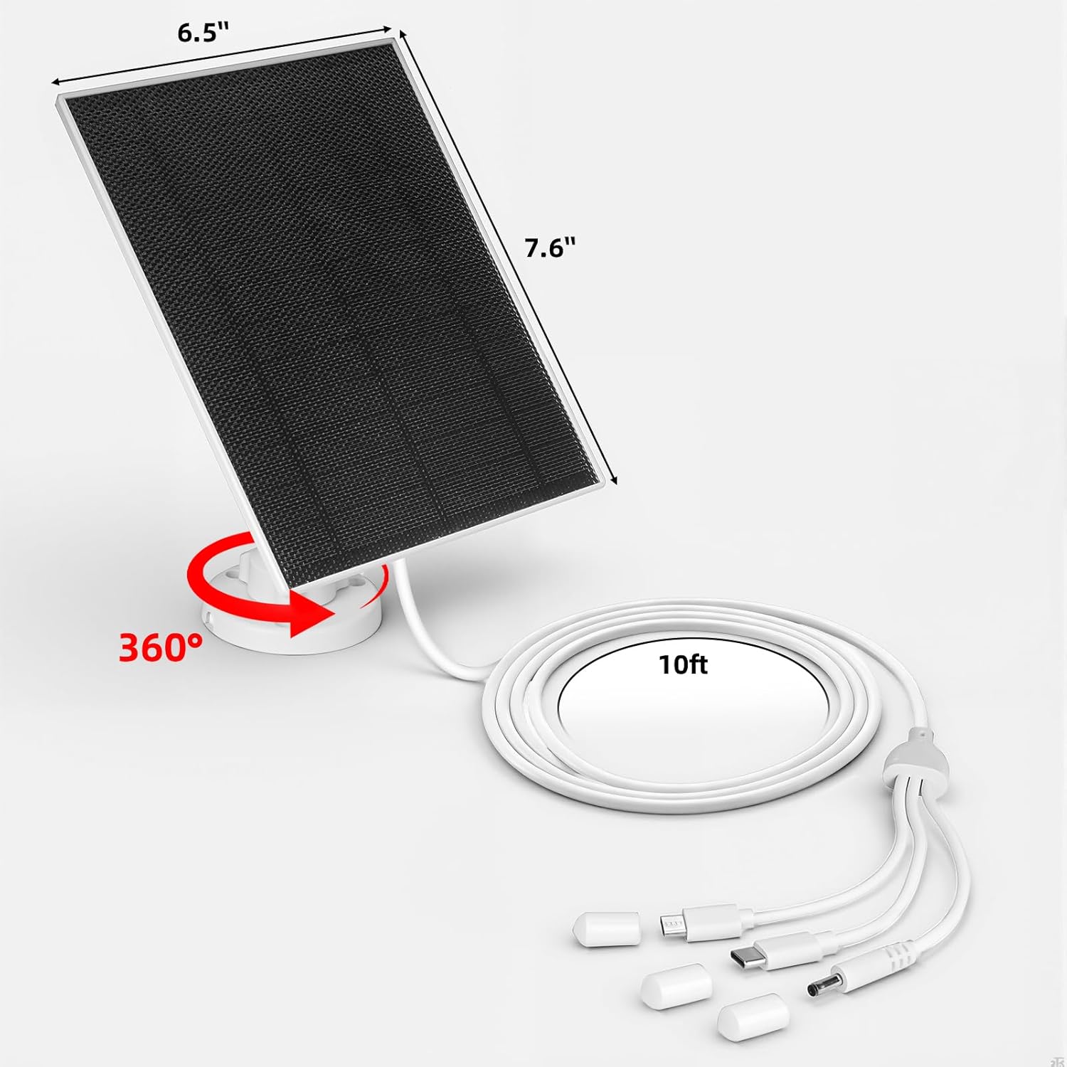 LIYVZ 5W Solar Panel for Security Camera 5V, Solar Panel with Battery 8000mAh. Continuous Power 3-in-1 Micro USB & USB C Solar Charger with Built-in Battery 2-Pack