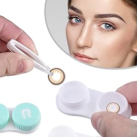 Cute Contact Lens Case Portable Travel Box with Mirror Tweezers Remover Tool Solution Bottle for Office and Outdoor