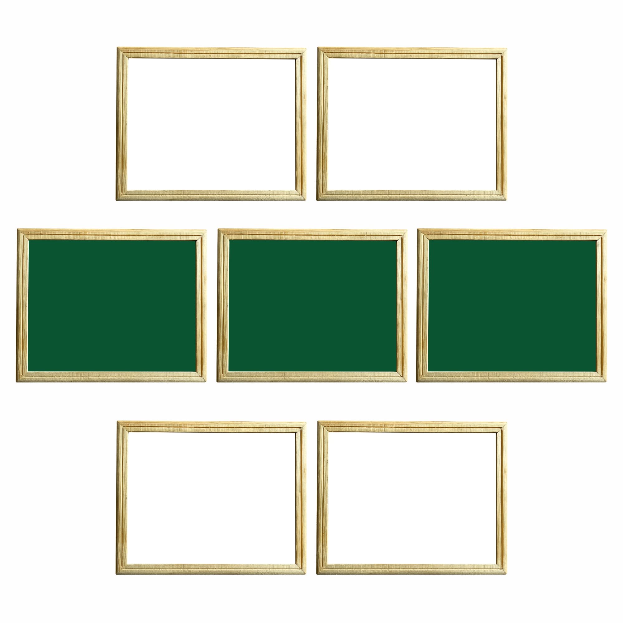 YAJNAS Cadre en bois double face non magnétique de 25,4 x 30,5 cm Blanc et vert Petit tableau blanc et tableau noir | (lot de 7)