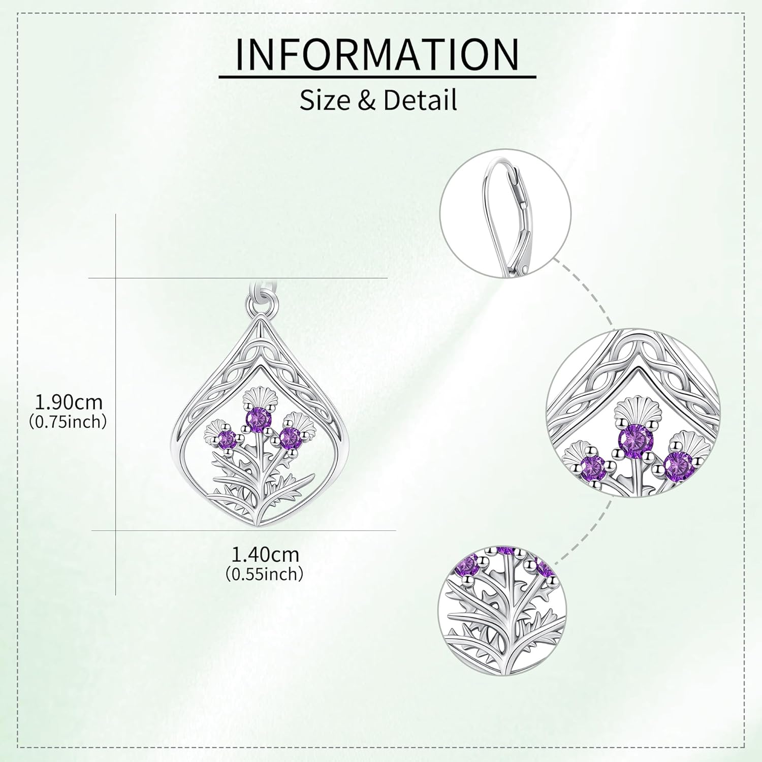 Scottish Thistle Jewelry Gifts Sterling Silver Scotland Thistle Drop Earrings Celtic Scottish Jewelry Gifts for Women - Image 5