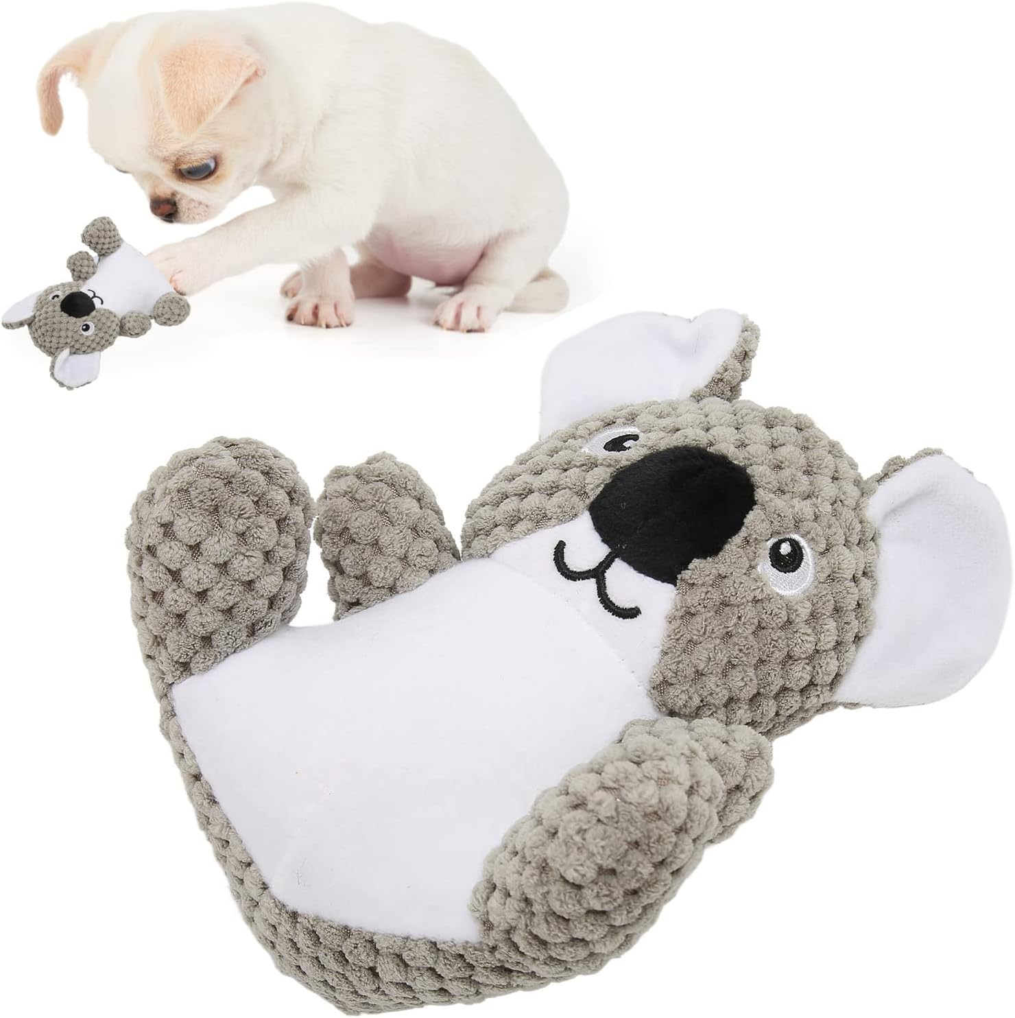 Dog Squeaky Plush Toy Simulation Koala Shape Bite Resistant Washable Stuffed Pet Toy for Small Medium Dogs