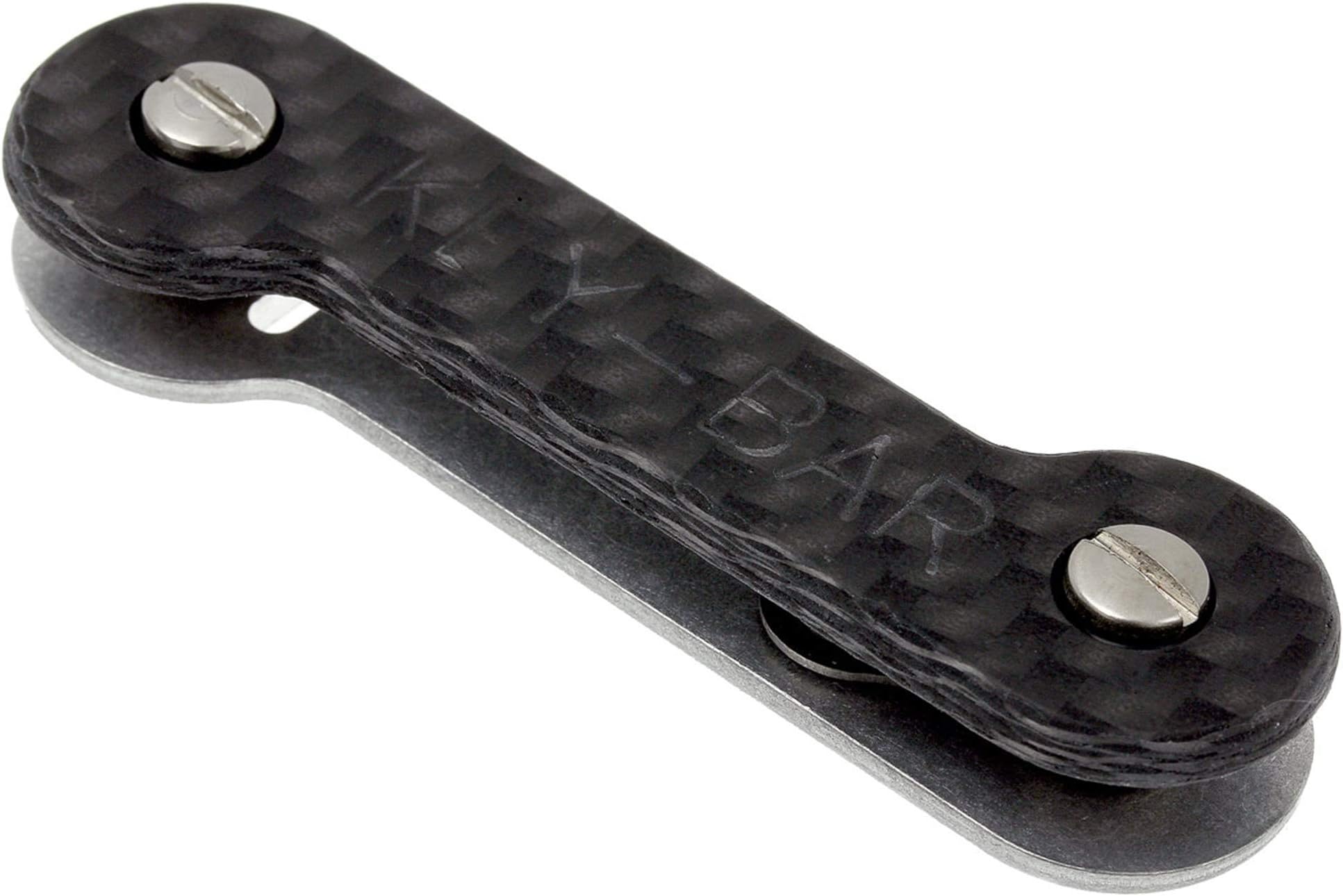 KeyBarCarbon Fiber/Aluminum Key Organizer EDC Tool | Everyday Carry Compact Key Holder Multi-Tool and Keychain Organizer with Pocket Clip (Holds up to 12 Keys) Made in The USA