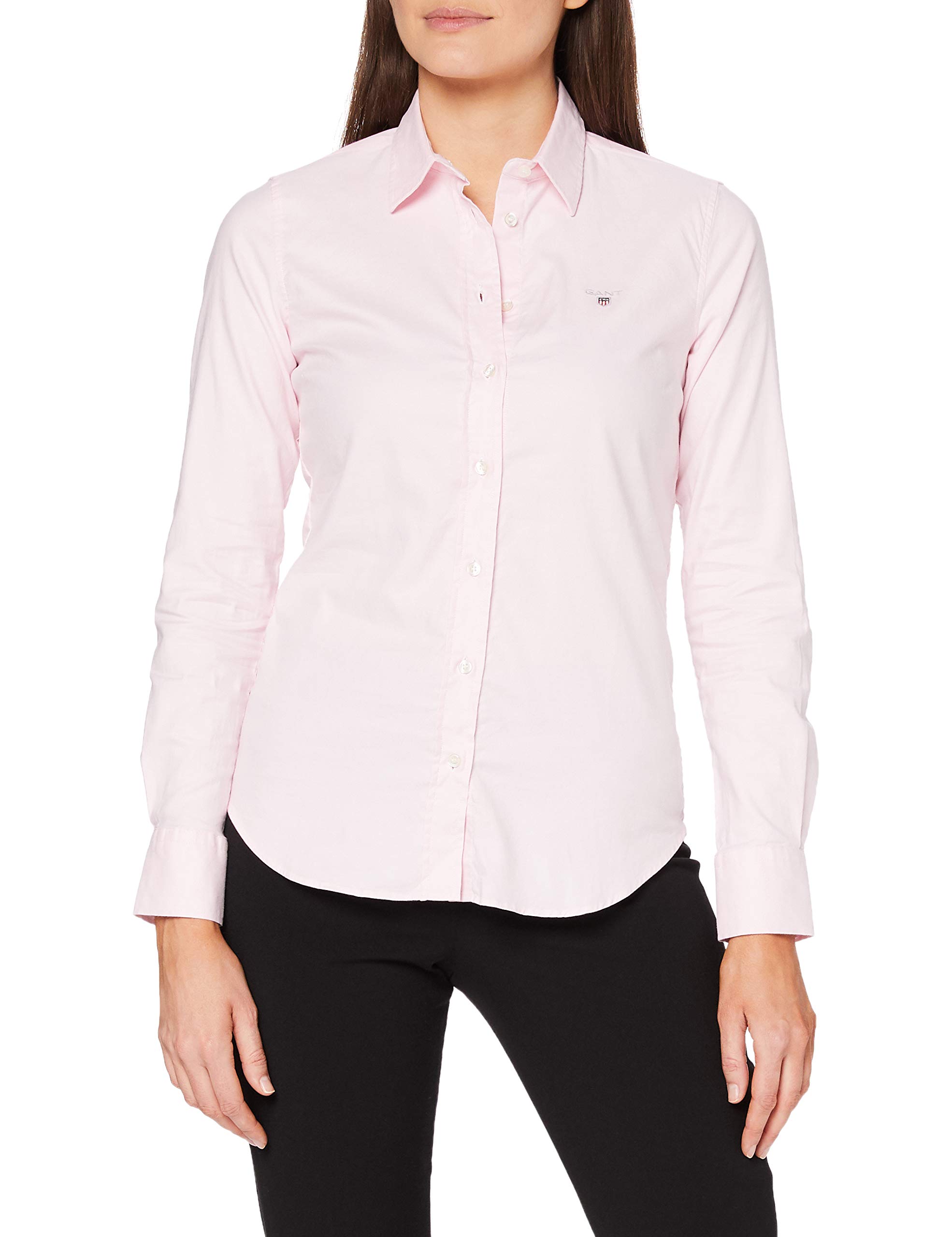 GANT Stretch Oxford-Solid Shirt Blusa, Rosa (Light Pink 662), 38 (Talla del Fabricante: 36 EU) para Mujer