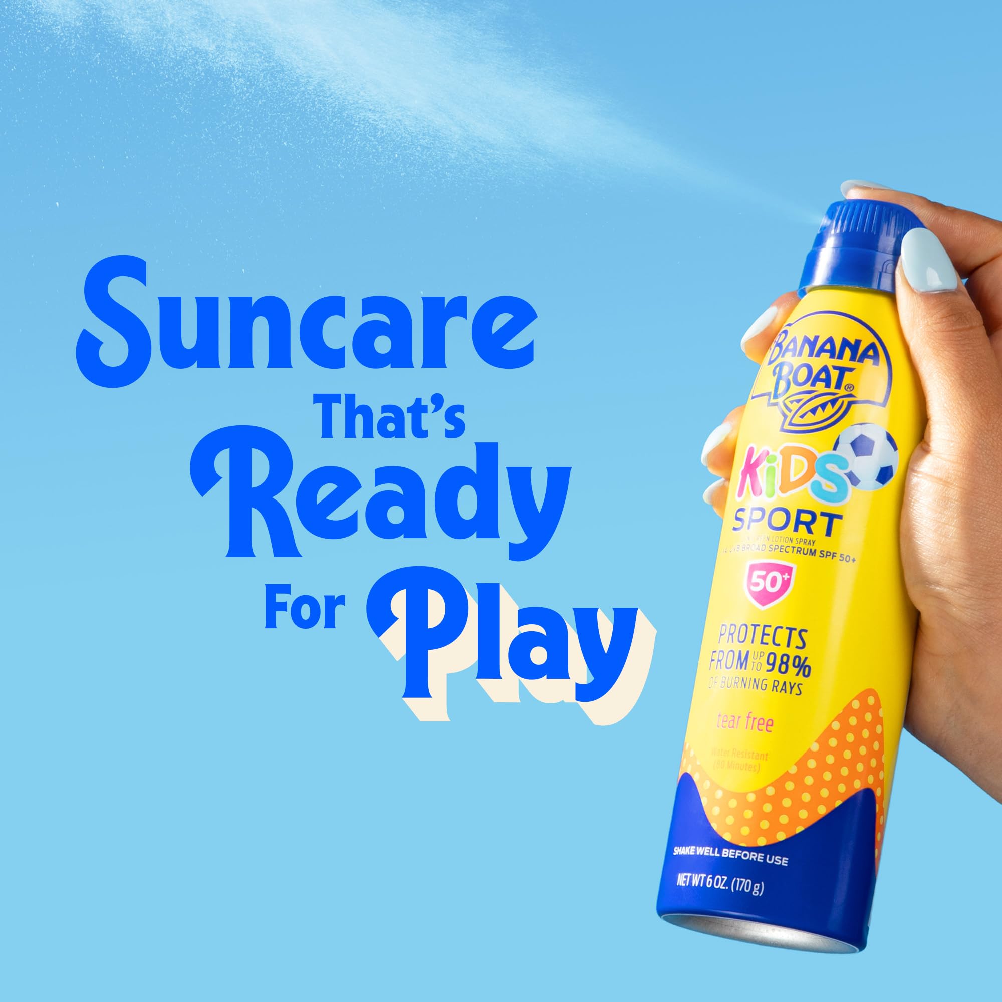 Banana Boat Kids Sport Sunscreen Spray, Sting-Free, Tear-Free, Reef Friendly, Broad Spectrum, SPF 50, 6oz. - Twin Pack