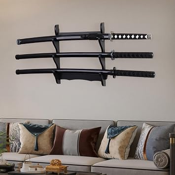 Katana Wall Holder-Sword display wall mount-Wood 3 set -Load capacity of 50 pounds -Sword display wall mount Swords Not Included