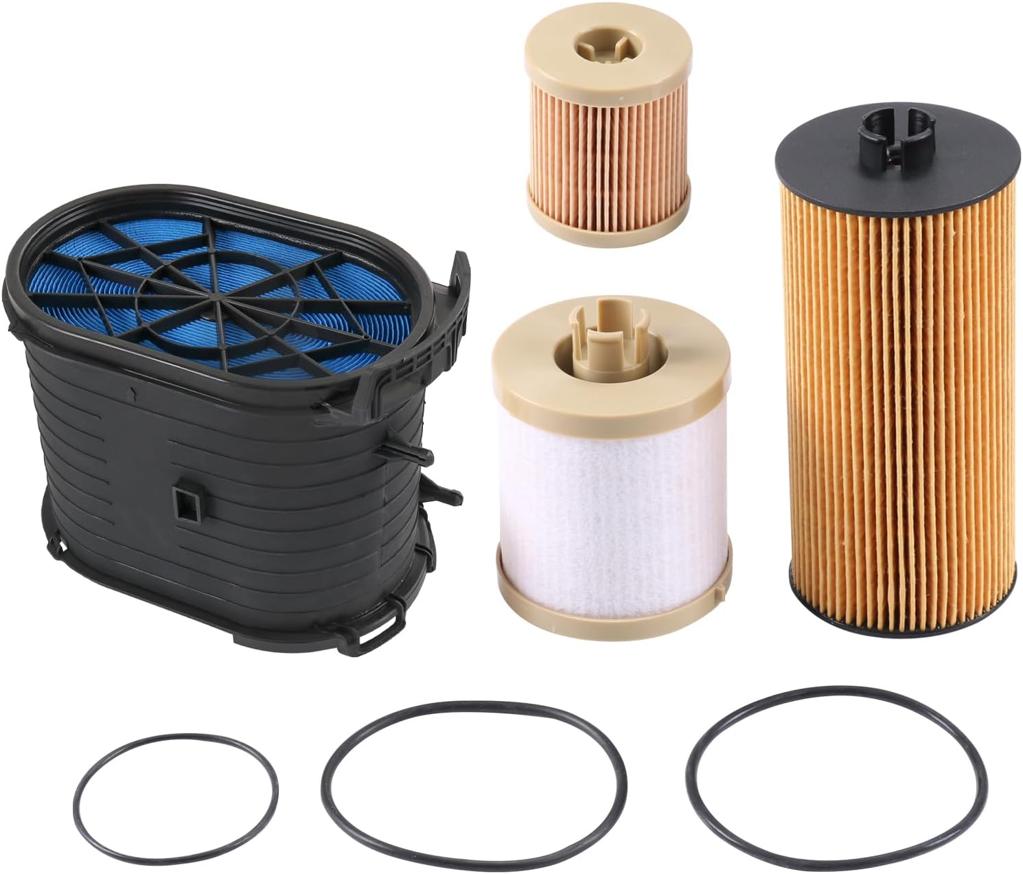 CARMOCAR FD4616 Fuel Filter+FL2016 Oil Filter+FA1778 Air Filters Replacement for Ford 6.0L F250 F350 F450 F550 Super Duty V8 2003-2007 Excursion Powerstroke Diesel 2003-2005