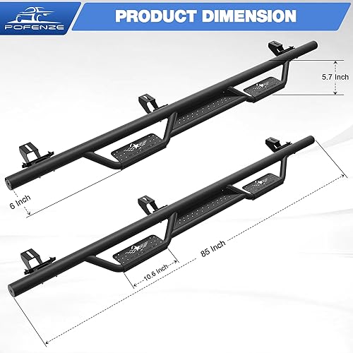 Miniatura 6 de Estribo de acero texturizado negro para Jeep Wrangler Gladiator JT 4 puertas 2020 2021 2022