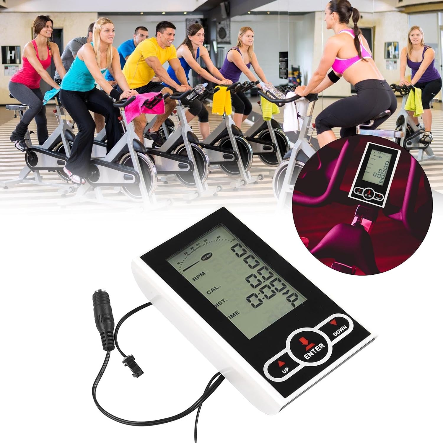 LCD Monitors Speedometer Stationary Bike Speedometer Fitness Data Recorder for Exercise Bike LCD Cycle