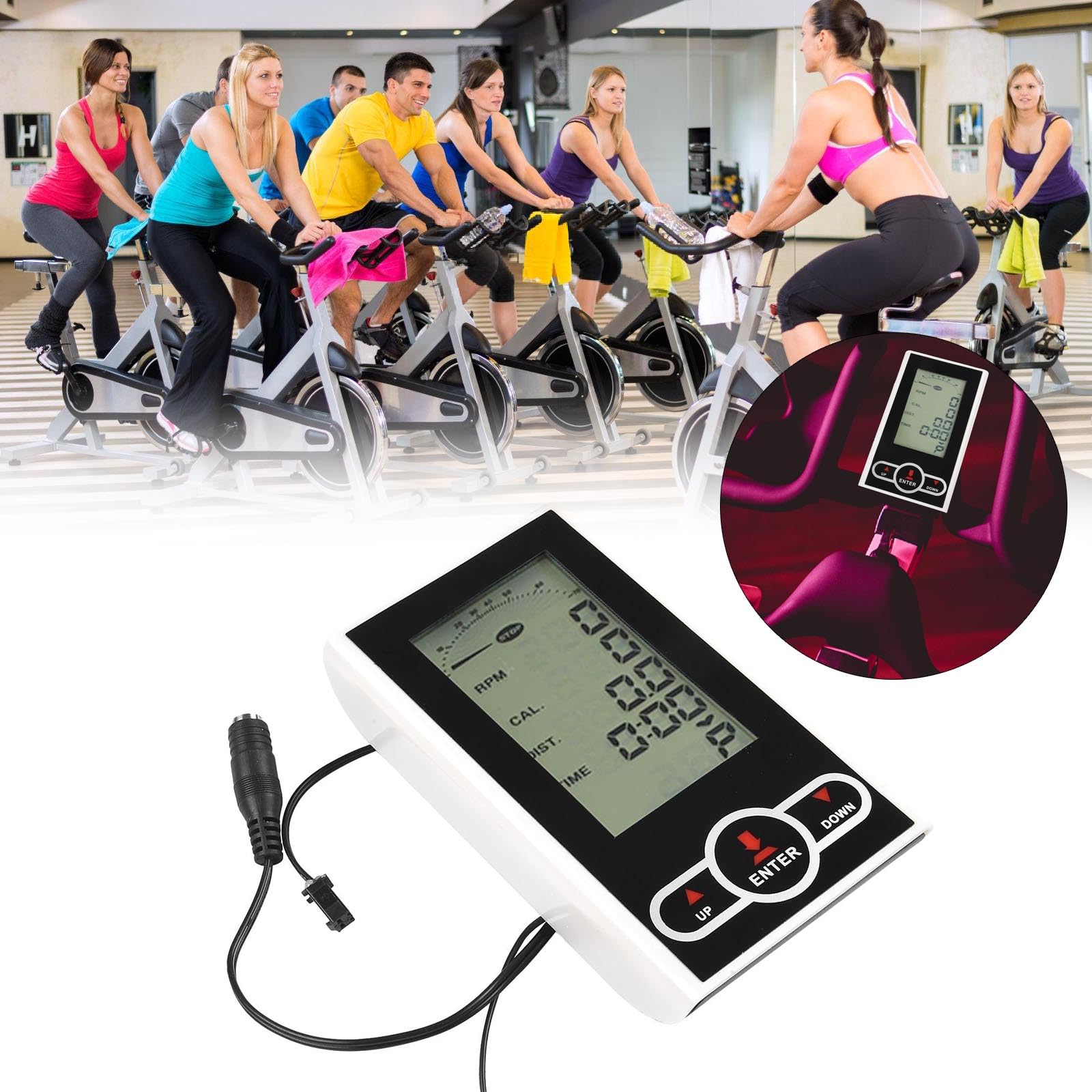 XUZHID Bike Speedometer?LCD Monitors Speedometer Stationary Bike Speedometer Fitness Data Recorder for Exercise Bike