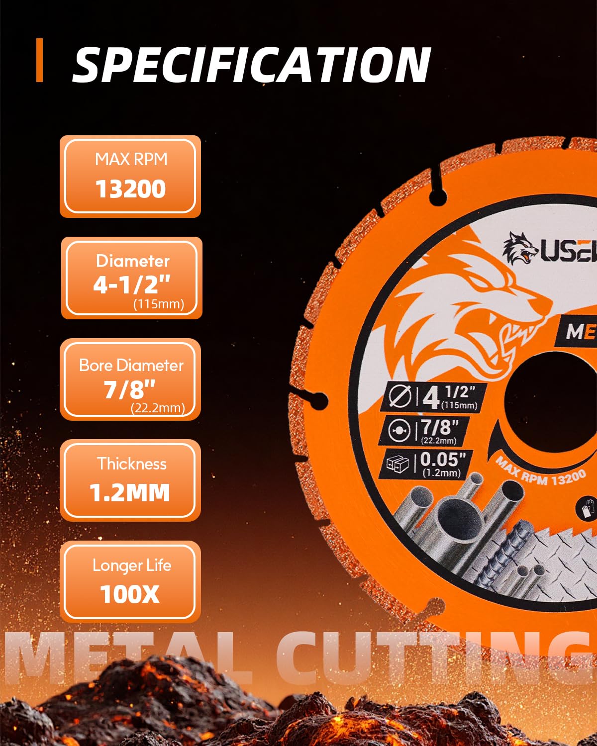 2 Pack Cut Off Wheels 4 1/2 Inch with 7/8" Arbor, Angle Grinder Cutting Disc, Diamond Cutting Wheel with 5000+ Cuts on INOX, Rebar, Angle Iron and Steel