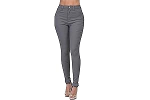 High Waisted Women's Skinny Destroyed Jeans in Gray