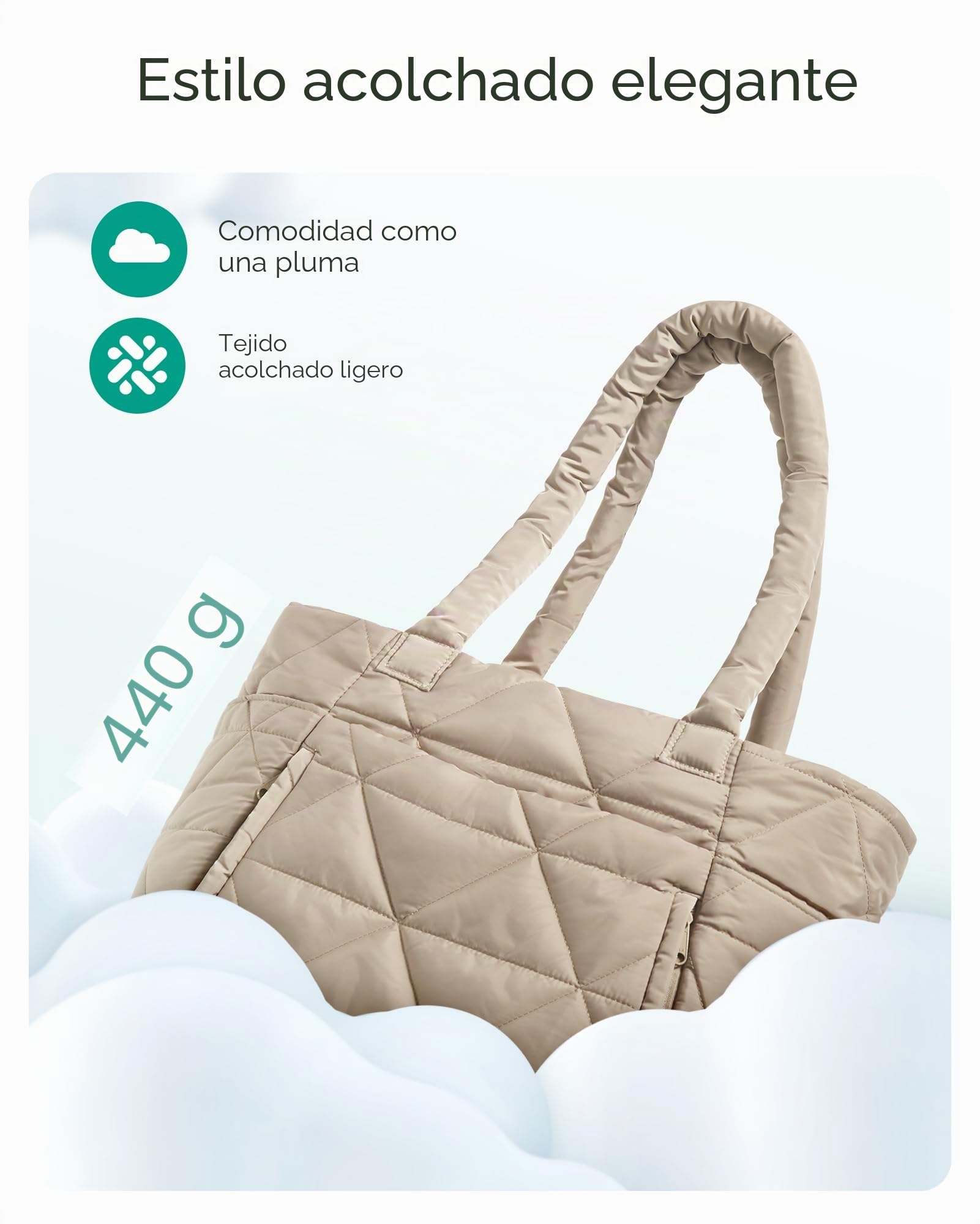 bagsmart Bolsa de mano para mujer, bolsa de mano hinchada con cremallera, bolsa de hombro acolchada grande con compartimentos para viajes, trabajo, gimnasio