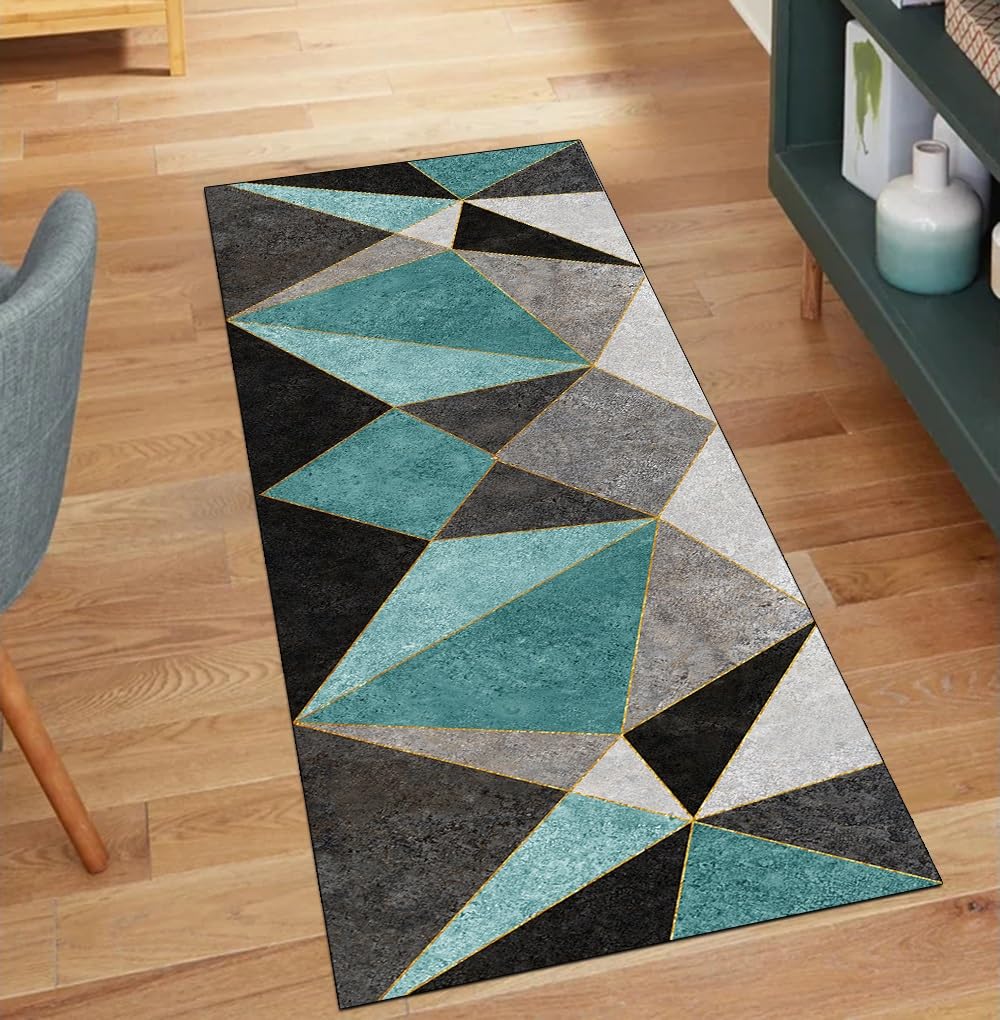 Tapis de couloir antidérapant grand format 110x800 cm tapis lavable vert foncé