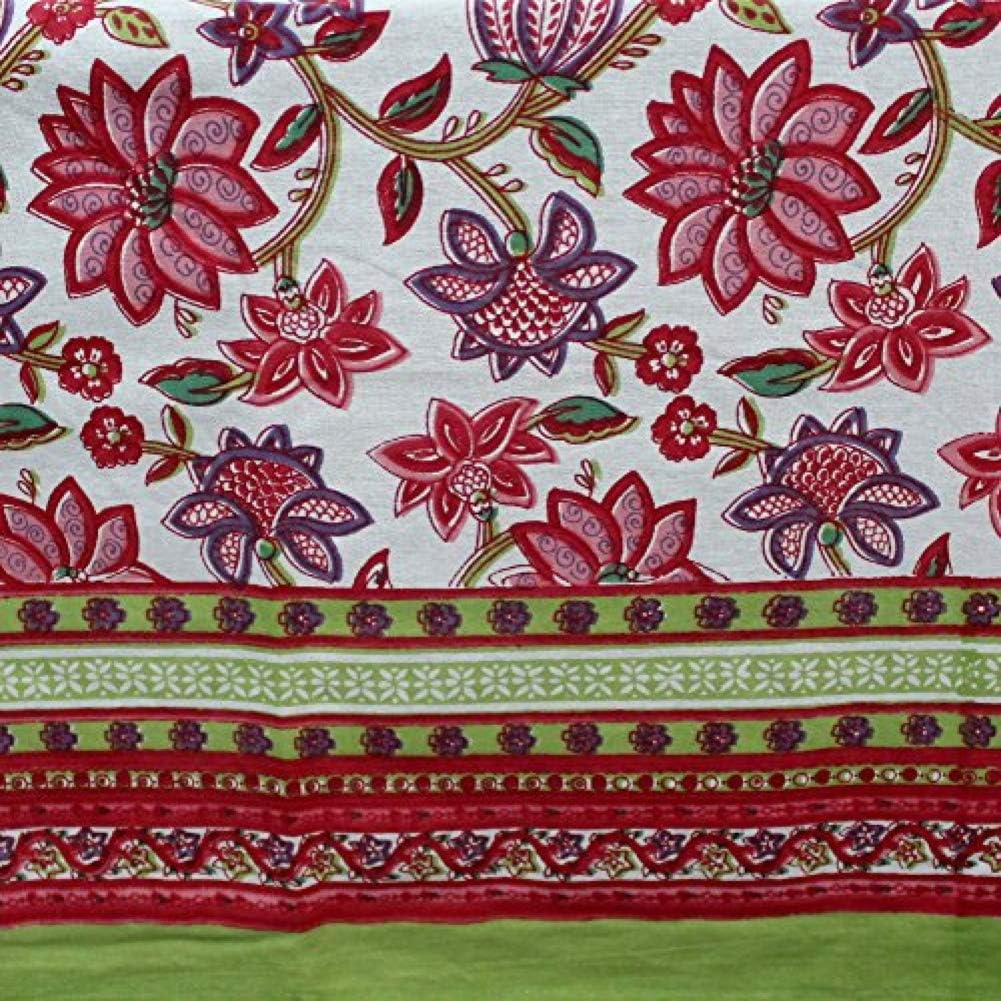 Floral Tablecloth for Round Tables Pink Red Green White Cotton Floral Kitchen Table Linen Round 90 inches: Home & Kitchen