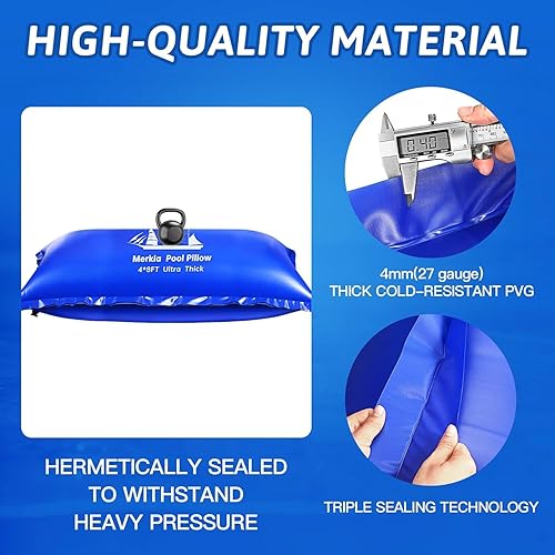 Miniatura 5 de Almohadas de piscina para piscinas sobre el suelo  Kit de almohadas de aire para cubierta de piscina de 4 x 8 pies  PVC ultra grueso y resistente al