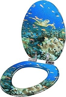 Elongated Toilet Seat sea turtle Resin Toilet Seat with Quietly Close Quick Release Hinges Decorative Toilet Seat with Cover Easy to Clean and Install Ocean Beach Theme Decor