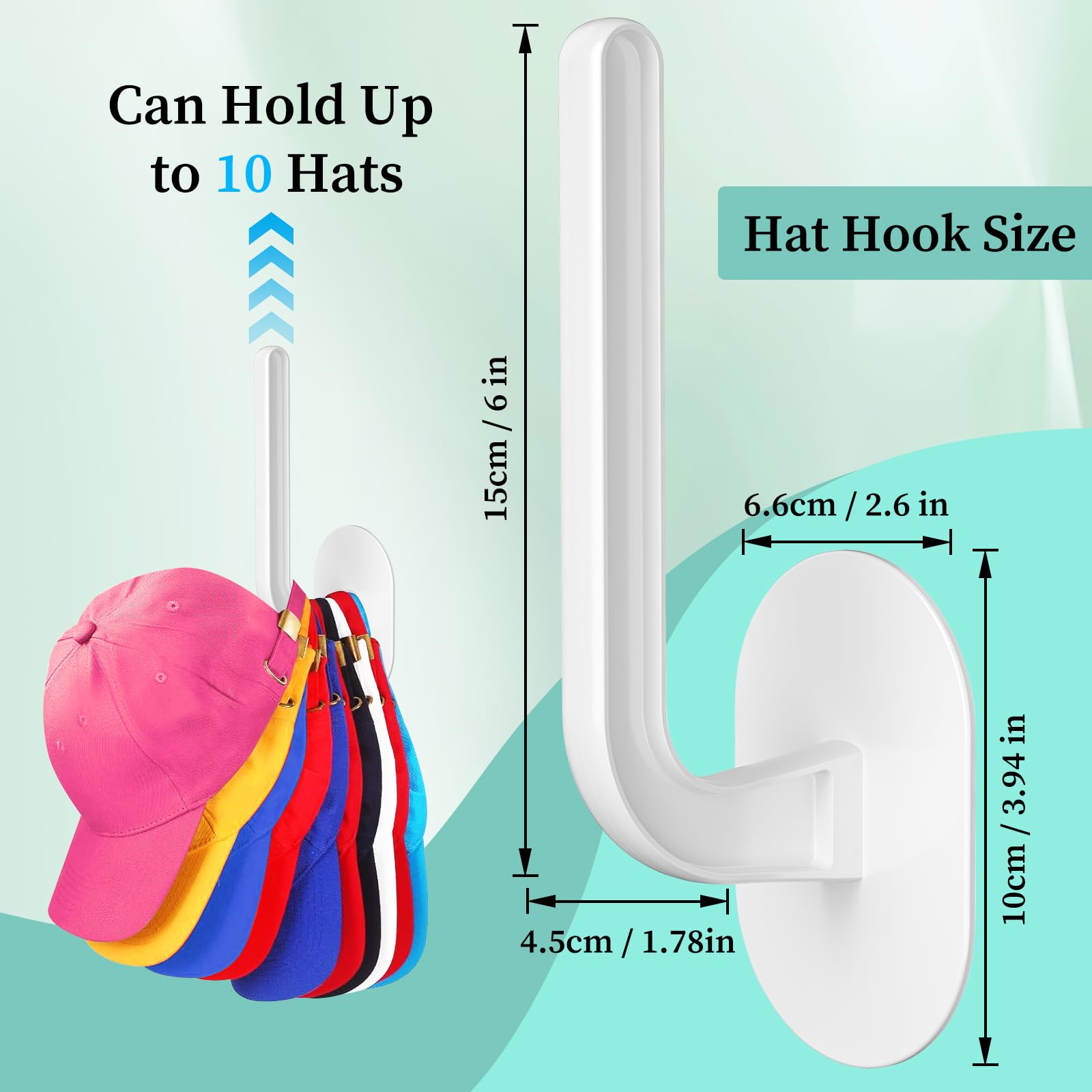 Crochets Casquettes Eiito Lot De 4 - Support Adhésif Ou Vis Pour Rangement Murale