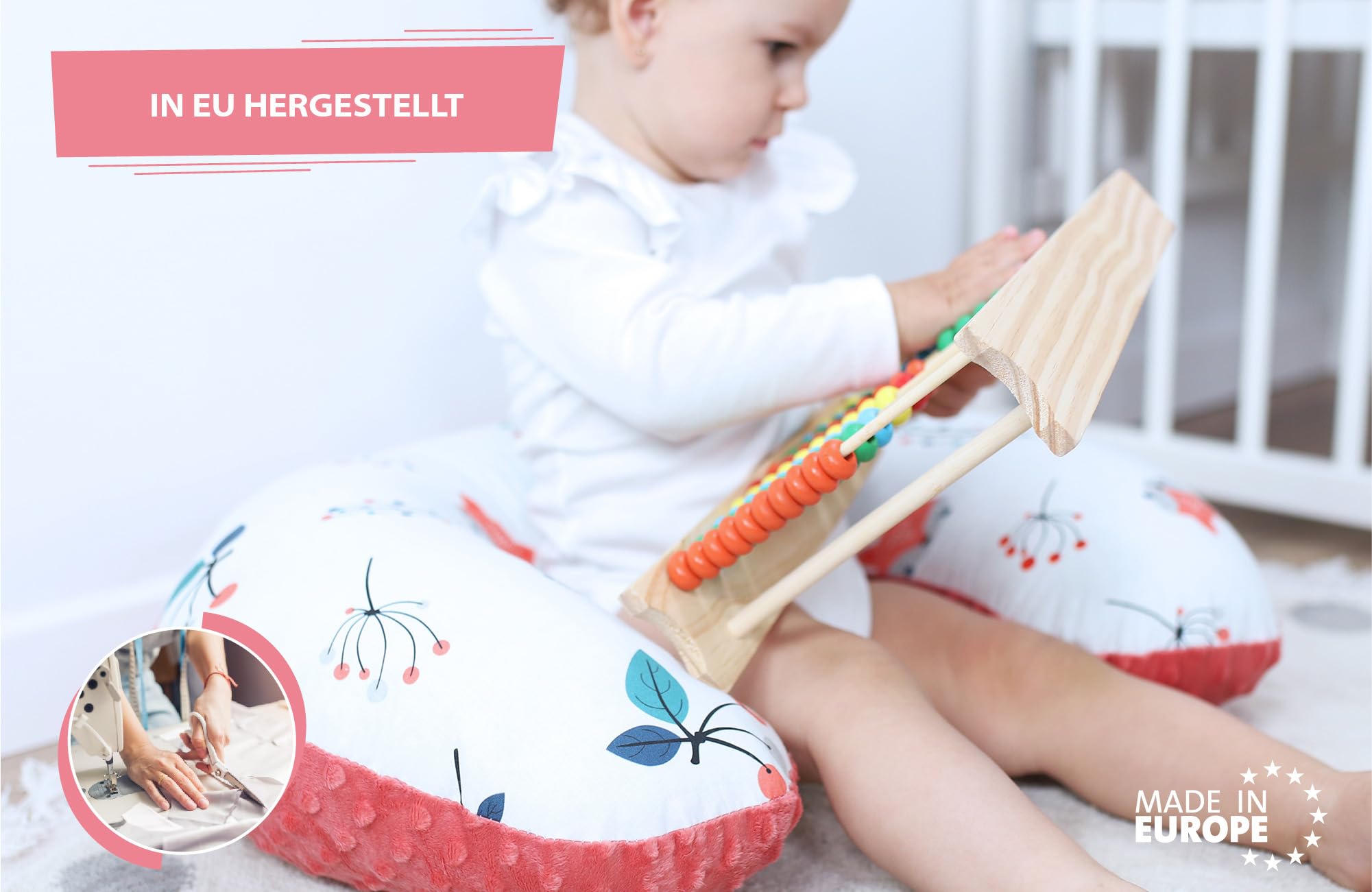 Totsy Baby Piccolo cuscino per allattamento 130 cm - Cuscino per allattamento compatto piccolo cuscino per allattamento Nursing Breastfeeding Pillow per viaggiare Sonno Volpe in terracotta