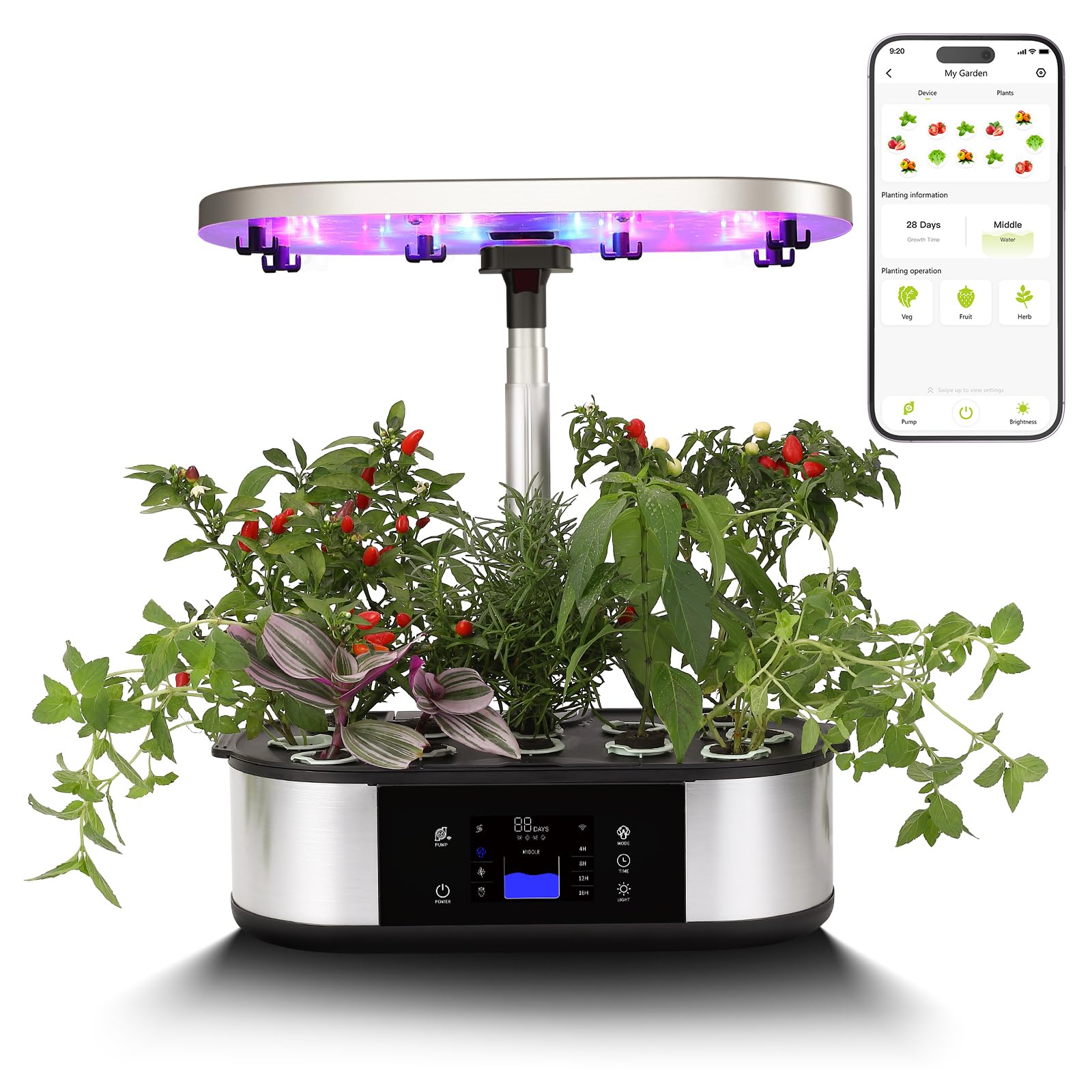 GarveeLife WLAN Leises Hydroponik Anzuchtsystem 12 Kapseln Bis 76cm Höhe