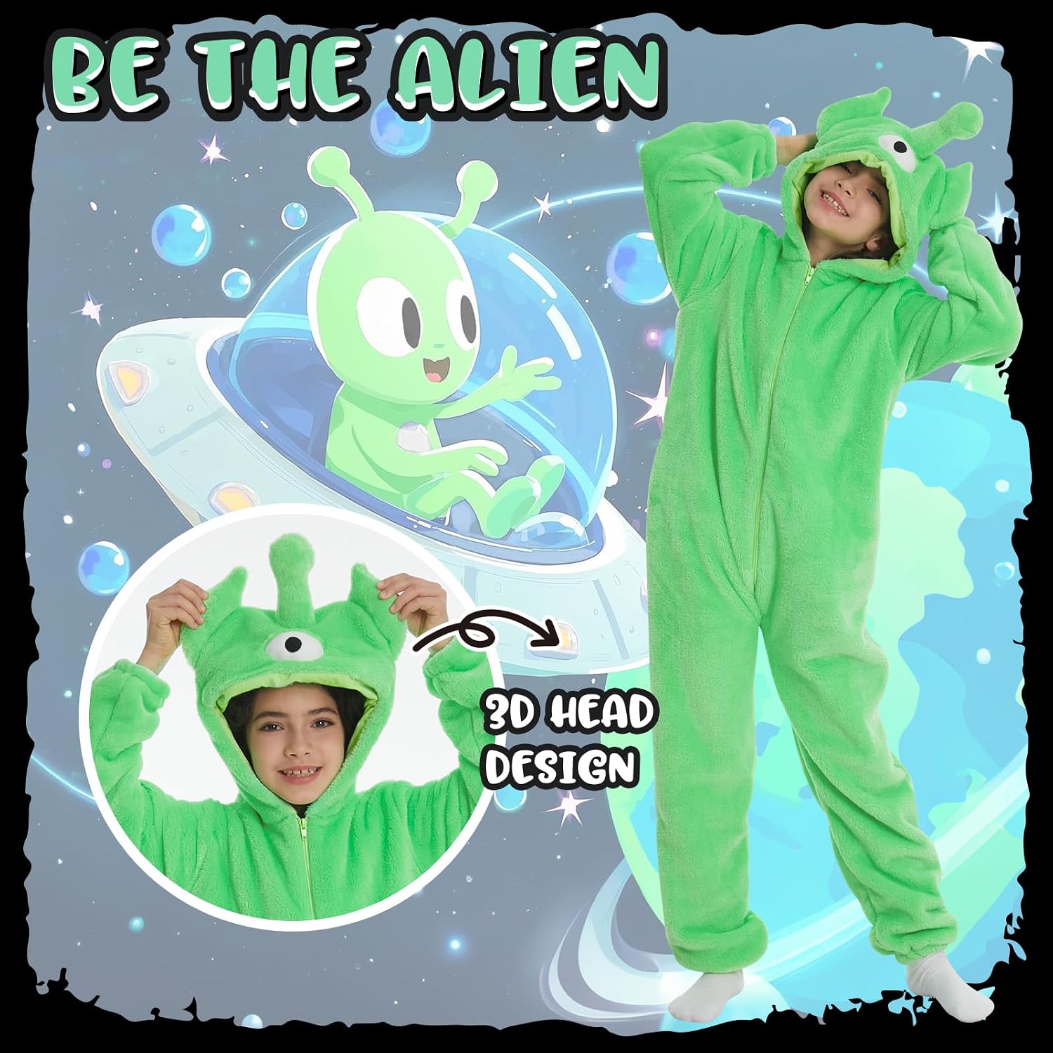 Flannel Fleece Child Onesies – Fuzzy Onepiece Hood Costume - Blanket Sleep image 2