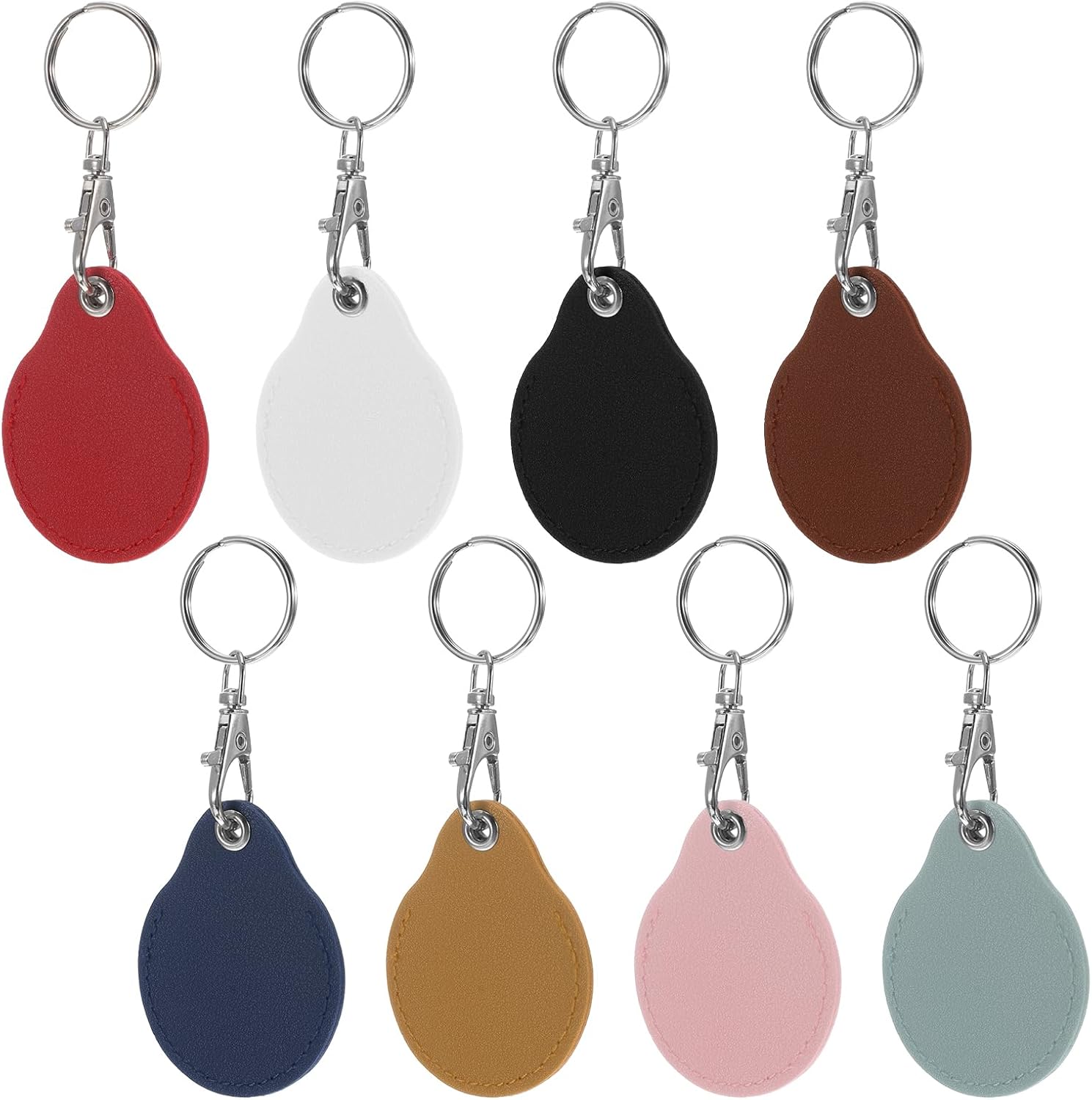 QfwdfcTrenz 8 Pcs Leather Key Fob Holder RFID Fob Holder PU Leather Keychain Proximity ID Card RFID Key Smart Protector Commone for Keyfob Token Tag Door Entry Access